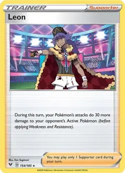 2020 Pokemon Card Leon Vivid Voltage Set 154/185 Non Holo - Rare - Image 1