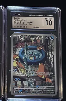 Pokemon Squirtle TCG Illustration Card 148/142 Stellar Crown CGC 10 English - Image 1