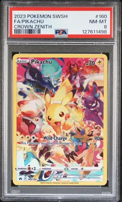 Pokemon Pikachu 160/159 Full Art Secret Rare Crown Zenith 2023 PSA 8 NM-MT - Image 1