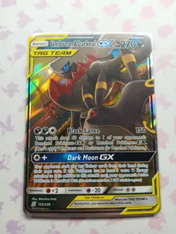 2019 Pokemon Umbreon & Darkrai GX 125/236 Sm-Unified Minds Ultra Rare Holo - Image 3