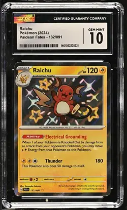 Raichu Shiny Rare #132 - CGC GEM MINT 10 - 2024 SV Paldean Fates - Pokemon TCG - Image 1