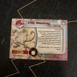 1999 Topps Pokemon TV #56 Mankey (B) Silver Foil Black Logo HP - Image 2