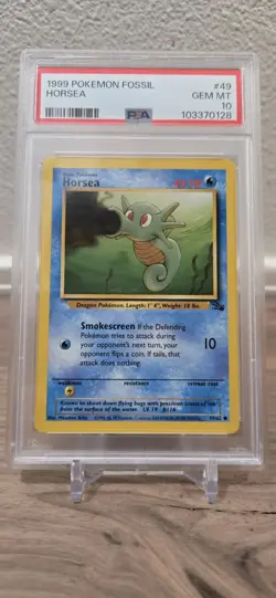 1999 Pokemon Fossil #49 Horsea English 49/62 Unlimited - PSA 10 GEM MINT - Image 1