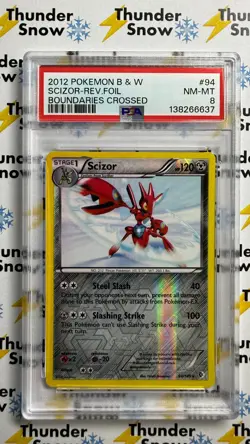 ⚡❄ 2012 Pokemon B & W Boundaries Crossed #94 Scizor Reverse Foil PSA 8 - Image 1