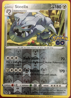 POKEMON STEELIX 044/078 "POKEMON GO" UNCOMMON REVERSE HOLO NEAR MINT - Image 1