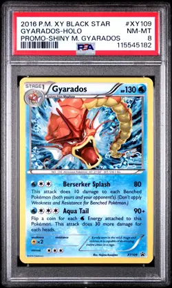 2016 POKEMON XY BLACK STAR PROMO SHINY MEGA GYARADOS #XY109 GYARADOS-HOLO PSA 8 - Image 1