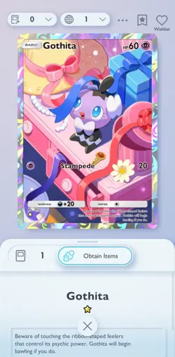 Gothita ☆ Pokemon TCGP TCG Pocket English ENG Full Art Digital Trading Card - Image 3