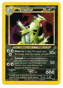 Pokemon Card: Tyranitar HOLO 12/75 Neo Discovery Set Rare! GD - Image 1