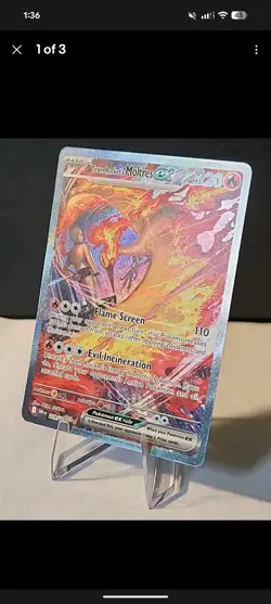 Team Rocket's Moltres EX Pokemon TCG DRI Holo Card 229/182 English - Image 1