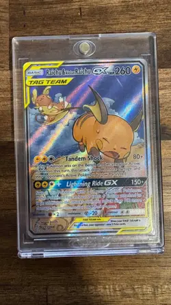 Raichu & Alolan Raichu GX 221/236 Full Alt Art Unified Minds Pokemon MINT - Image 1