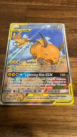 Raichu & Alolan Raichu GX 221/236 Full Alt Art Unified Minds Pokemon MINT - Image 2