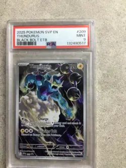 2025 POKEMON SVP EN-SV BLACK STAR PROMO #209 THUNDURUS BLACK BOLT PC ETB PSA 9 - Image 1