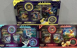 Pokemon Flareon Jolteon Vaporeon Vmax Premium Collection Set Of 3 New Sealed - Image 1