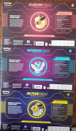 Pokemon Flareon Jolteon Vaporeon Vmax Premium Collection Set Of 3 New Sealed - Image 2