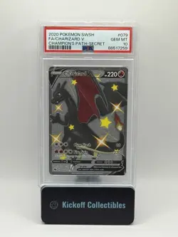 PSA 10 GEM MINT 2020 POKEMON SWORD & SHIELD CHAMPION'S PATH #079 FA/CHARIZARD V - Image 1