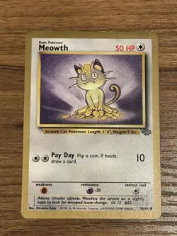 Meowth Gold Bordered Promo Jungle 56/64 LP English Pokemon - Image 1