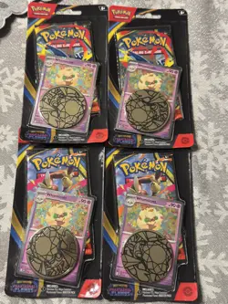 4x Pokemon Phantasmal Flames Blister Whimsicott Full Booster Pack Art Set - Image 1