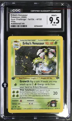 2000 Pokemon 1st Edition Gym Challenge Erika's Venusaur CGC 9.5 Mint 4 HOLO PSA - Image 1