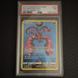 2023 Pokemon Galarian Moltres SWSH284 Crown Zenith Tin Promo Holo PSA 7 - Image 1