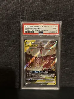 Pokemon TCG Espeon & Deoxys GX Tag Team Black Star Promo Card #SM240 PSA 10 - Image 1