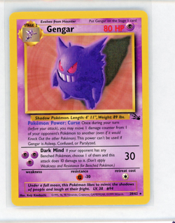Pokemon TCG Gengar Fossil Card 20/62 Unlimited Regular Rare NM - Image 1