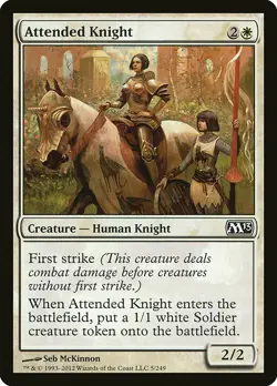 1x Attended Knight - NM English MTG - Magic 2013 - Image 1