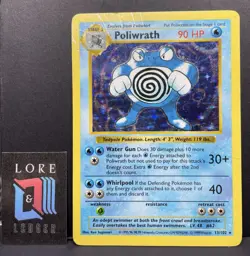 Poliwrath 13/102 Shadowless Base Set Unlimited Holo Pokemon Card HP - Image 3