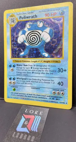 Poliwrath 13/102 Shadowless Base Set Unlimited Holo Pokemon Card HP - Image 4