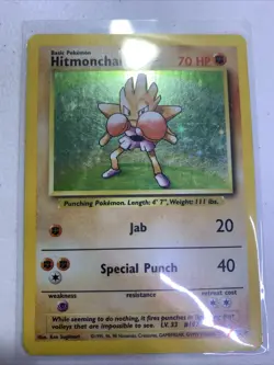 Pokemon Vintage Holo Rare Hitmonchan Base Set Wotc 1999 - Image 1