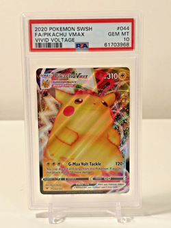 2020 Pokemon SWSH FA/Pikachu VMax Vivid Voltage #044 GEM MT 10 PSA 61703968 - Image 1