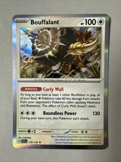 Pokemon TCG * SV Stellar Crown * 119/142 Bouffalant * HOLO RARE FRESH PK - Image 1