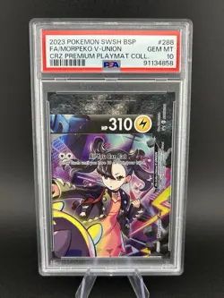 2023 Pokemon SWSH288 Marnie Morpeko V-Union Premium Playmat Collection PSA 10 - Image 2