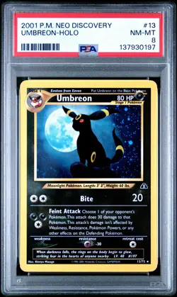 2001 POKEMON NEO DISCOVERY #13 UMBREON-HOLO PSA 8 - Image 1