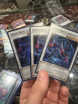 3x Horned Brute Carnovorus 1st Edition Super Rare DOOD-EN098 Yu-Gi-Oh! - Image 1