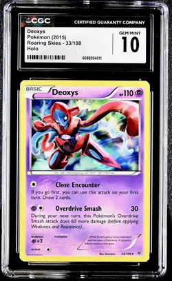 2015 Pokemon CGC 10 Gem Mint Deoxys XY Roaring Skies 33/108 Holo Rare Card - Image 1