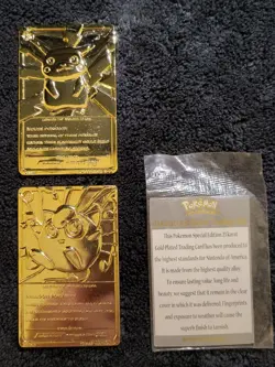 Lot of 2 Gold Burger King Cards: Pikachu w/ Case & Jigglypuff w/ COA + Balls - Image 1