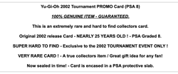 Yu-Gi-Oh 2002 Tournament Pack PROMO Rare PSA Graded Card Yugioh Retro Vintage - Image 2