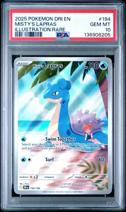 2025 Pokemon Destined Rivals Misty's Lapras Illustration Rare #194/182 PSA 10 - Image 1