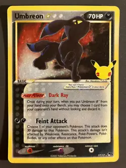 Pokemon Umbreon Star 17/17 Celebrations: Classic Collection Holo NM - Image 1
