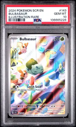 2024 POKEMON SCR EN-STELLAR CROWN ILLUSTRATION RARE #143 BULBASAUR PSA 10 - Image 1