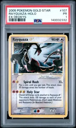 2005 POKEMON EX DEOXYS GOLD STAR #107/105 107 RAYQUAZA-HOLO PSA 1 - Image 1