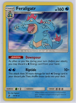 Pokemon TCG Feraligatr 24/70 Sun & Moon Dragon Majesty Holo Rare - Image 1