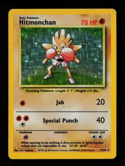 Hitmonchan Holo 7/102 Holo Rare Base Set Pokemon Card - Image 1