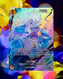 Gear 5 Joy Boy Luffy - One Piece Custom TCG Flash Gold Hologram Foil Card Anime - Image 1