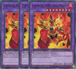 Yugioh - Elemental HERO Nova Master x 3 - 1st Edition NM - Free Holographic Card - Image 1