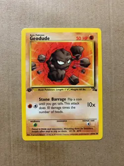 1st Edition Geodude 47/62 Fossil Set - Common Pokemon Card - NM/Mint - Image 1