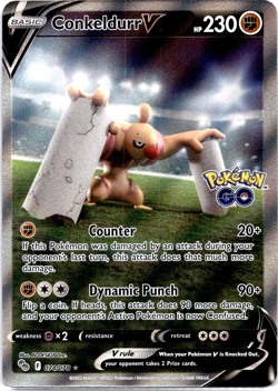 Pokemon TCG Conkeldurr V 074/078 Pokemon GO Full Art Holo Rare Near Mint - Image 1