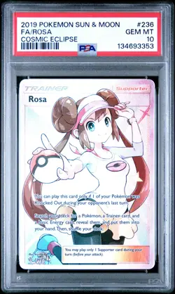 2019 Pokemon Sun & Moon Cosmic Eclipse #236 Fa/Rosa Cosmic Eclipse PSA 10 - Image 1