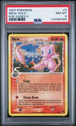 2007 POKEMON POP SER 5 #3 MEW-HOLO PSA 8 - Image 1