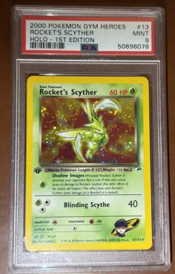 2000 Pokemon Gym Heroes Rocket's Scyther 1st Edition Holo Rare #13 PSA 9 Mint 🌀 - Image 1